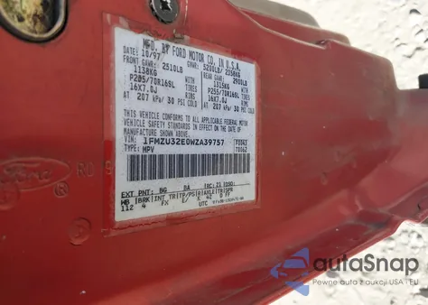 1998 Ford Explorer Eddie Bauer/Limited/Xl/Xlt из США, поврежденный, VIN 1FMZU32E0WZA39757